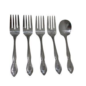 Vintage Monogram B Stainless Steel Taiwan 5 Pieces Salad Forks‎ Sugar Spoon